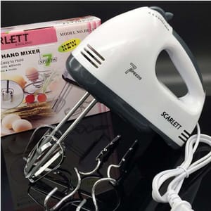 ABS Shine White Scarlett Hand Mixer-7 Speed Egg Beater With Chrome Beater Hand Blender_img_1