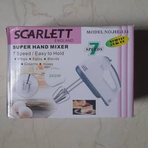 ABS Shine White Scarlett Hand Mixer-7 Speed Egg Beater With Chrome Beater Hand Blender_img_6
