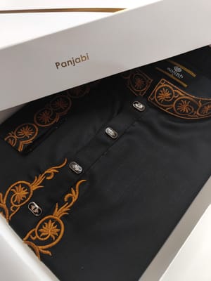 Ajwah Royal Black Embroidery Panjabi_img_0