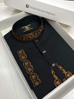 Ajwah Royal Black Embroidery Panjabi_img_3