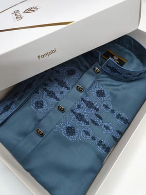 Azure Majesty Premium Embroidery Panjabi_img_0