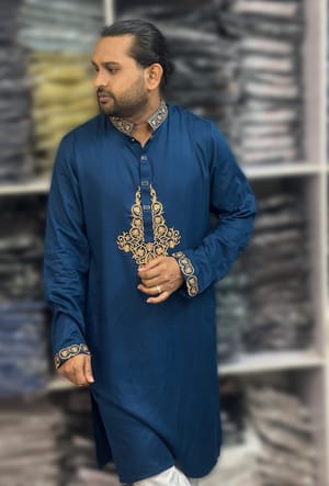 Ajwah Royal Blue Embroidery Panjabi_img_1