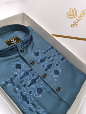 Azure Majesty Premium Embroidery Panjabi_img_1