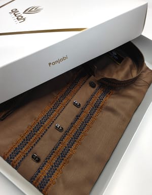 Ajwah Premium Brown Embroidery Panjabi_img_0