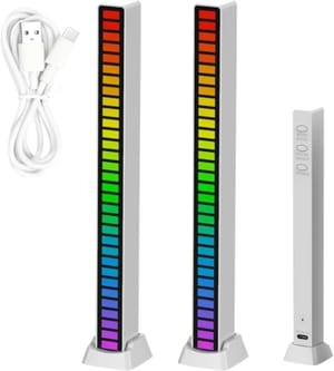 Music Rhythm Light Bar Multi Color RGB LED Lights Musical Ambient Lamp Strip 32 LED Lights with 18 Color Modes for Game Room PC TV Car Voice Sound Control_img_0