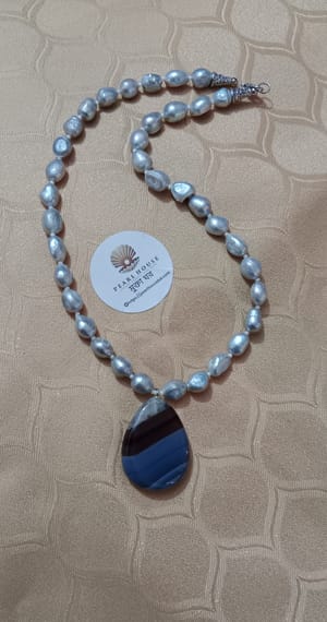 Ash colour Pearl Necklace_img_1