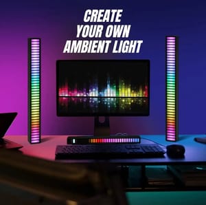 Music Rhythm Light Bar Multi Color RGB LED Lights Musical Ambient Lamp Strip 32 LED Lights with 18 Color Modes for Game Room PC TV Car Voice Sound Control_img_5