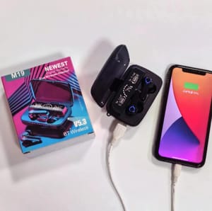 LED Digital Display Earbuds M19 BT5.3 Flashlight Function Headphone M19 With Power Bank_img_2