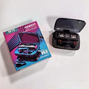 LED Digital Display Earbuds M19 BT5.3 Flashlight Function Headphone M19 With Power Bank_img_1