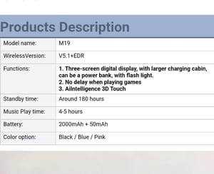 LED Digital Display Earbuds M19 BT5.3 Flashlight Function Headphone M19 With Power Bank_img_4