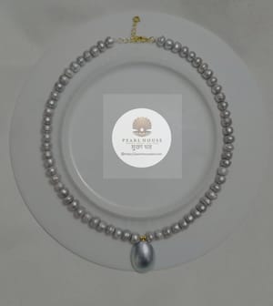 Exclusive Ash colour Button Pearl Necklace_img_0