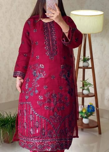 Premium Embroidered Organza 3-Piece