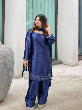 💙 BLUISH – Eid Exclusive Karchupi Work Farshi 3-Piece Suit