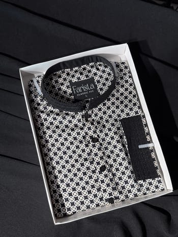 Black and White Print Panjabi