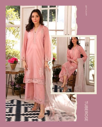 3 Piece Ready to wear Raw Silk Embroidered | Lakhany-Pink (Imported form Pakistan)