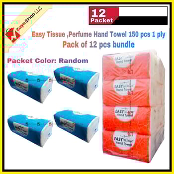 Easy Tissue Perfume Hand Towel 150 pcs 1 ply Pack of 12 pcs bundle
