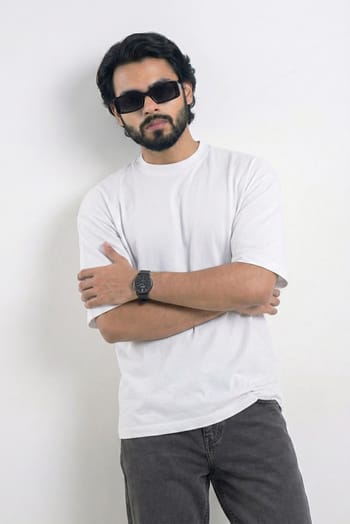 Solid Drop Shoulder T-shirt - White