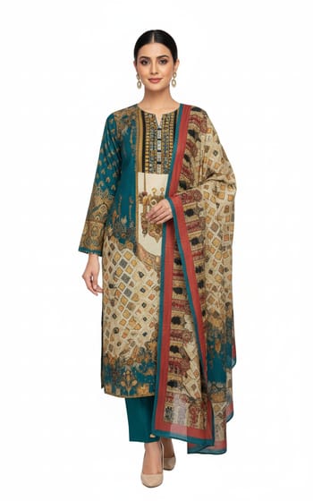 Vivek Premium Printed Lawn Three-Piece - 26