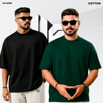 Classic Drop Shoulder Combo – 2 Tees | M L XL Sizes | 100% Cotton | Alzadiya