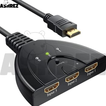4K HDMI Switch 3-in-1 Out with Pigtail Cable - Black