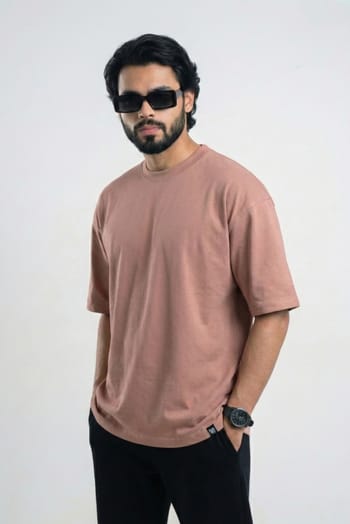 Solid Drop Shoulder T-shirt - Mocha Mousse