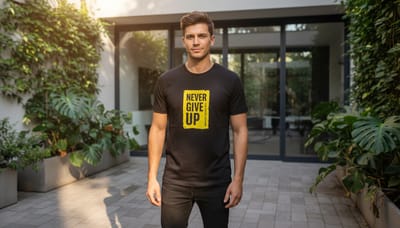 Never Give Up Motivational Graphic Tee | Premium Black Gym & Lifestyle T-Shirt
