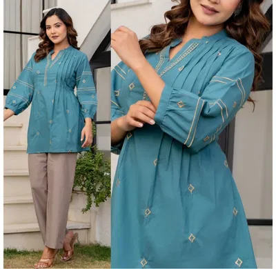 Trendy Embroidery Short Top (1 piece)
