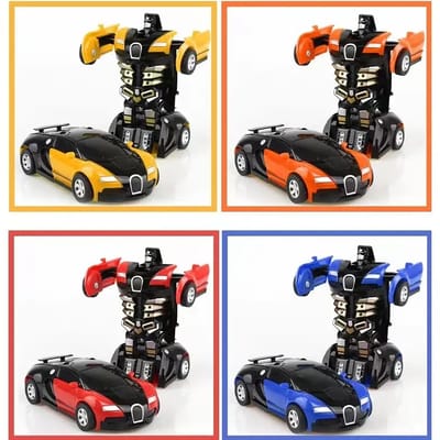 One-Key Transformation Robot Car – Friction Powered 2-in-1 Toy for Kids (No Battery Needed)