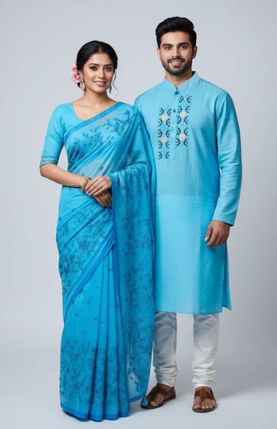 Premium Sharee Panjabi Couple Dress - Image 6
