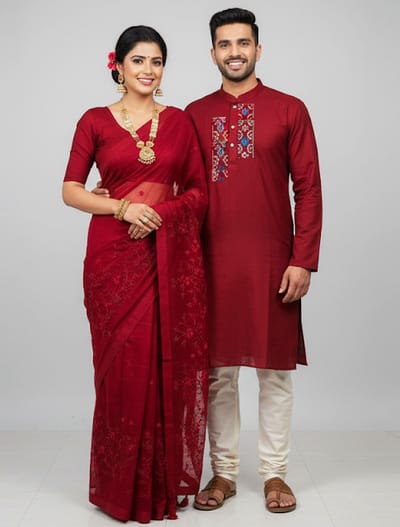 Premium Sharee Panjabi Couple Dress - Image 12