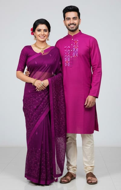 Premium Sharee Panjabi Couple Dress - Image 13