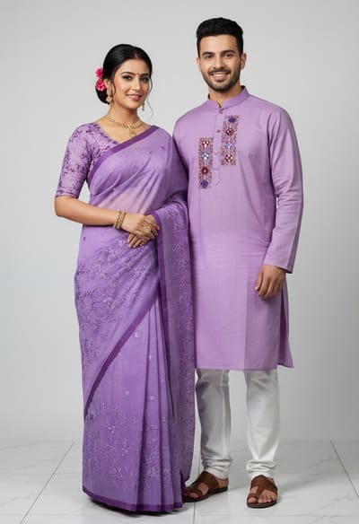 Premium Sharee Panjabi Couple Dress - Image 14