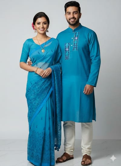 Premium Sharee Panjabi Couple Dress - Image 16