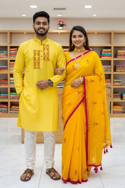 Premium Sharee Panjabi Couple Dress - Image 18