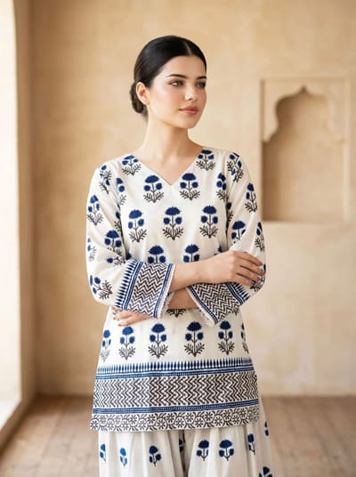 print persian kurti suite