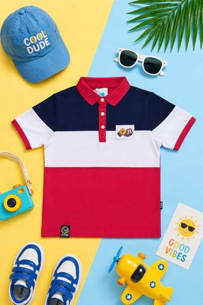 Kids Lycra Cotton Polo T-Shirt (3–14 Years) – Premium Comfort & Stylish Fit - Image 1