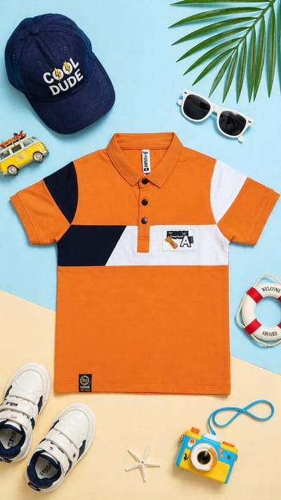 Kids Lycra Cotton Polo T-Shirt (3–14 Years) – Premium Comfort & Stylish Fit - Image 1