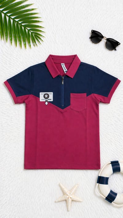Kids Lycra Cotton Polo T-Shirt (Ages 3–14) – Soft, Breathable & Stretchable - Image 1