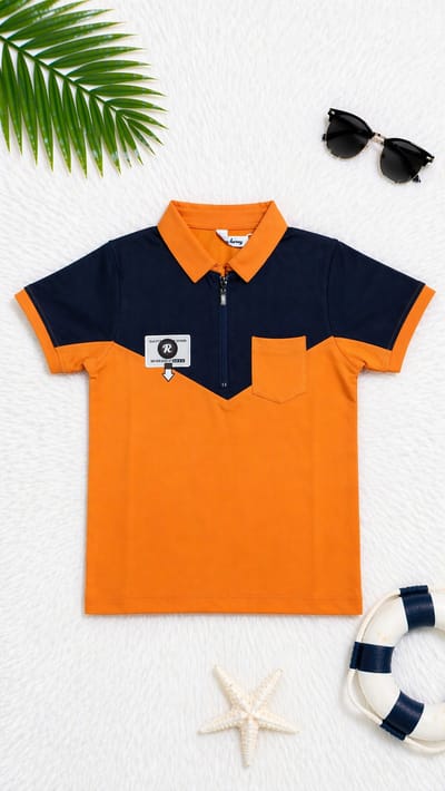 Kids Lycra Cotton Polo T-Shirt (Ages 3–14) – Soft, Breathable & Stretchable - Image 2
