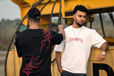Blood-Red Embroidered Artwork// unisex// BLACK Oversized tee - Image 3