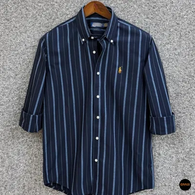 Ralph Lauren polo Slim Fit Navy & Blue Wide Stripe Cotton Shirt