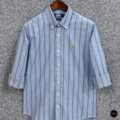 Ralph Lauren polo Slim Fit Steel Blue Multi-Stripe Oxford Shirt