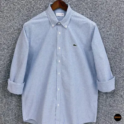 Lacoste Regular Fit Light Blue Striped Oxford Shirt
