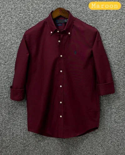 Ralph Lauren polo Slim Fit Maroon Oxford Solid Shirt