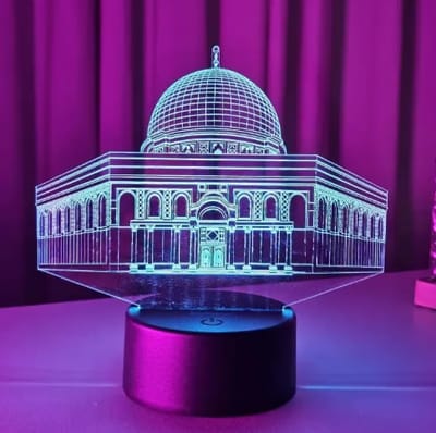 GearUP Acrylic Multicolor Night Lamp (Al-Aqsa Mosque) – White