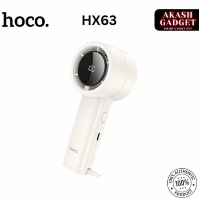 Hoco HX63 Rechargeable Portable Handheld Fan with Digital Display – 2000mAh, 5 Speeds