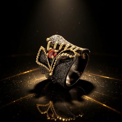 Black Gold Two-Tone Flower Ring for Women – Luxury Plated Brass Statement Ring with Gemstone | European American Style Jewelry