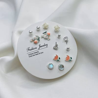Elegant Mix & Match Earrings Set (7 Pairs) - Rabbit