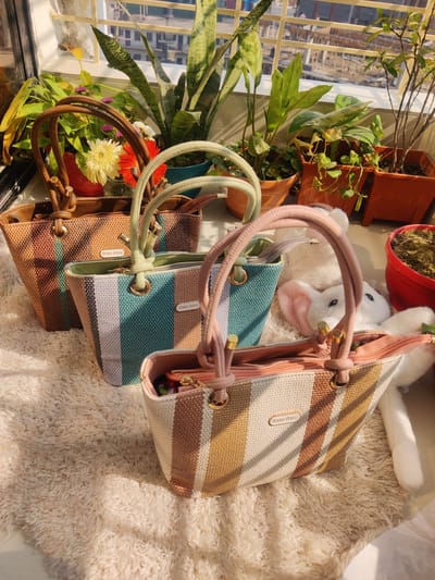 Miu Miu Inspired Striped Woven Tote Bag (Available in 3 Colors)