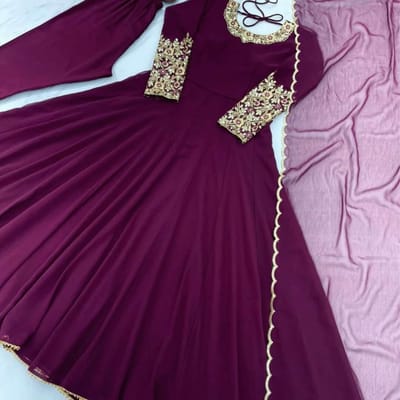 Maroon Embroidered Anarkali Long Gown for Women | Party Wear Bangladesh